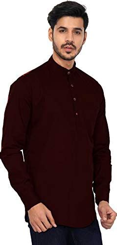 Buy U-TURN Men's Cotton Short Kurta Shirt (Brown, Small) at Amazon.in