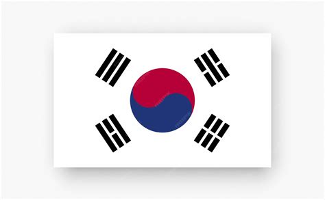 South korea detailed flag on white background vector illustration | Premium Vector