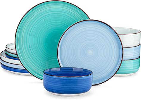Amazon.com | vancasso Bonita Blue Dinnerware Sets, Plates and Bowls Set ...