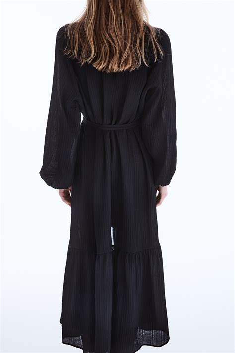 Tie-belt crêpe dress - Black - Ladies | H&M IN