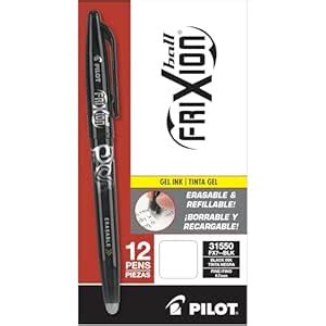 Pilot FriXion Ball Erasable Gel Pens, Fine Point, Black Ink, Dozen Box ...