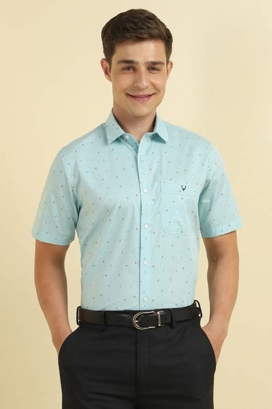 Buy Men Light Blue Regular Fit Printed Half Sleeves Formal Shirt Online ...