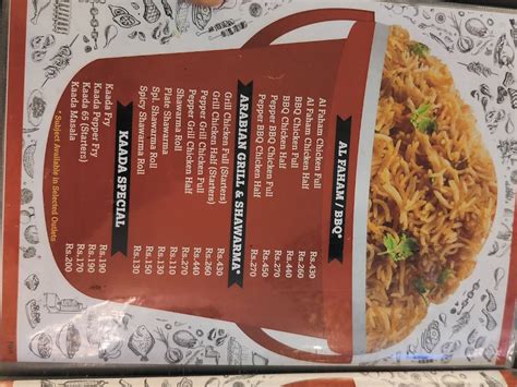 Menu at SS Hyderabad Biryani Saidapet, Chennai