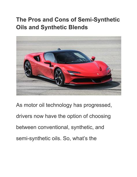 PPT - The Pros and Cons of Semi-Synthetic Oils and Synthetic Blends PowerPoint Presentation - ID ...