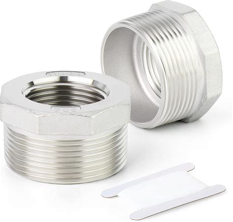 Amazon.co.jp: TAISHER 2個 304 ステンレススチール レデューサー 六角ブッシュ 1-1/4インチ NPT オス x ...