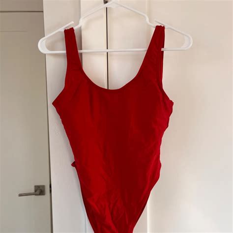 red one piece swimsuit -- size small - Depop