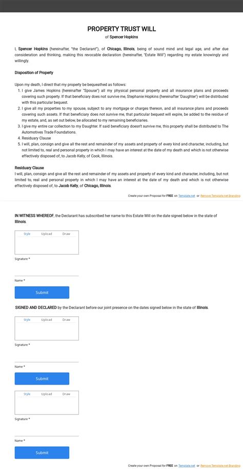 Property Trust Will Template - Download in Word, Google Docs | Template.net