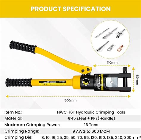 HYCLAT 16 Tons Hydraulic Wire Crimping Tool Battery Cable India | Ubuy