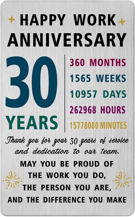 Richesele 30 Years Work Service Card - Thank You 30 Years Work Gifts ...
