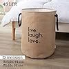 HOKIPO Jute Folding Laundry Basket For Clothes, Round Collapsible ...