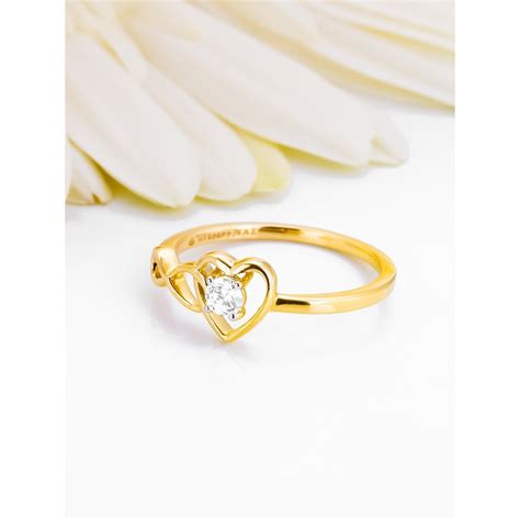 Buy GIVA 14K Yellow Gold My Heart Is With You Diamond Ring (12) Online