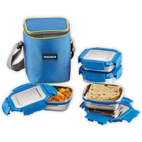 Buy Magnus Mega 4 Stainless Steel Lunch Box Set with Bag - Airtight ...