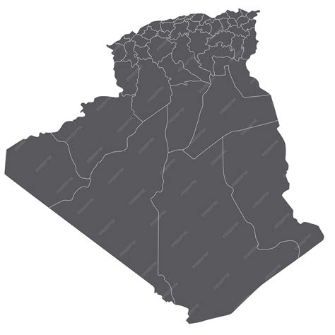 Premium Vector | Algeria map map of algeria in administrative provinces in grey color