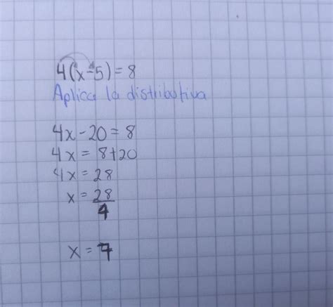 cuánto da 4(x-5)=8. - Brainly.lat