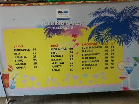 Menu at Jai Hind Bakery, Jaipur, Shop No G 1 Plot No D 31 Opp S K I T ...