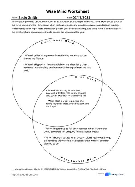 Wise Mind Worksheets & Example | Free PDF Download