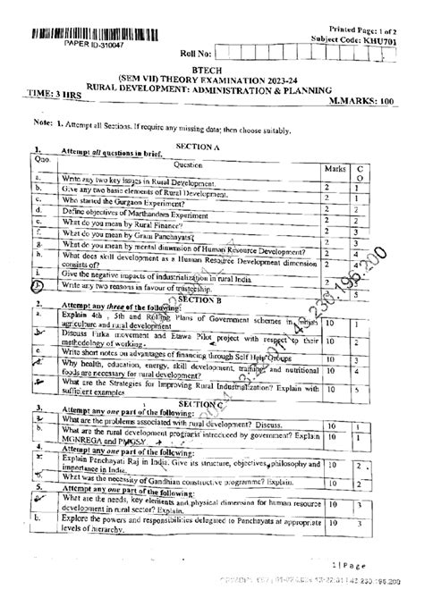 KHU701 Rural Development Administration & Planning Exam Notes - Feb ...