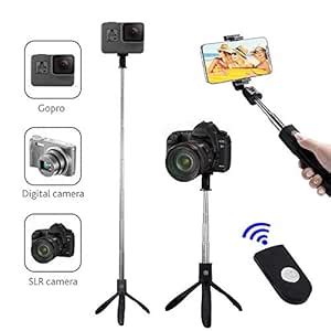 Tripod Selfie Bluetooth Stick with Foldable Handheld Remote Extendable ...