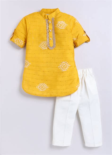 Yellow Haldi Ethnic Kurta Pajama Set for Boys – LITTLE COLLARS