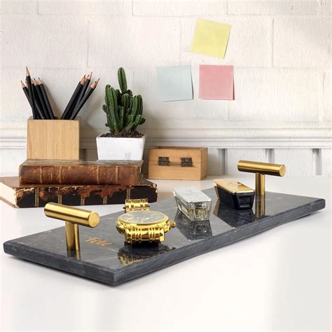 Buy Guest Towel Holder Tray for Bathroom - Marble Tray - Black ...