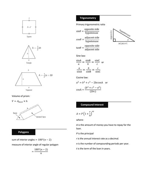 Image result for Math 31 Formula Sheet