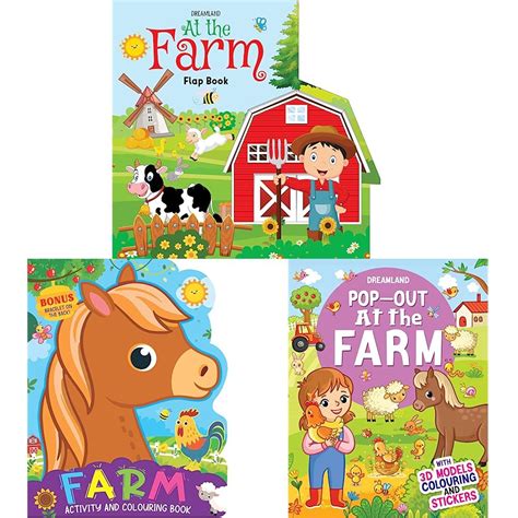 Buy Flap Book- At the Farm + Farm Activity and Colouring Book- Die Cut ...