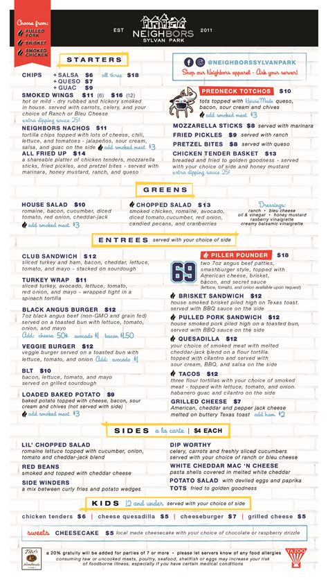 SYLVAN PARK MENU – Neighbors Nashville