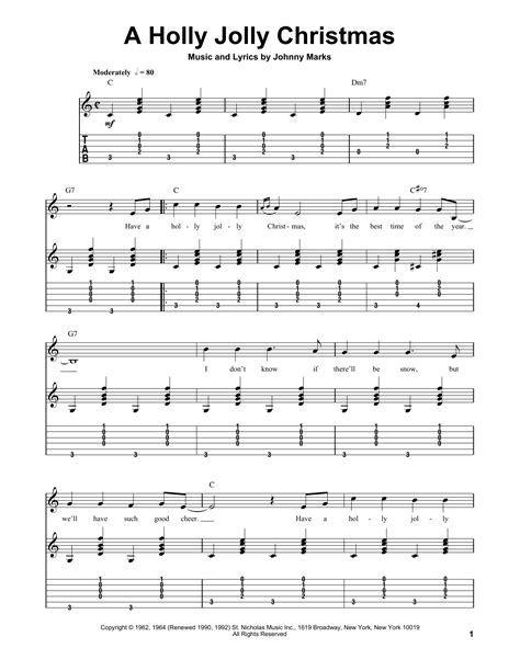 A Holly Jolly Christmas (Easy Guitar Tab) - Print Sheet Music Now