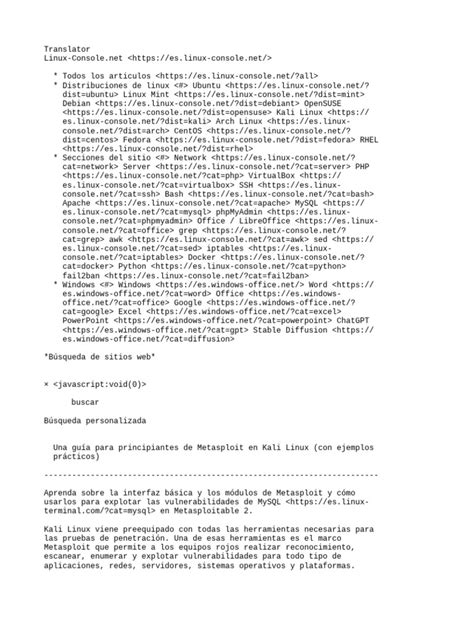 Image result for Kali Linux Linea De Comandos Metasploit