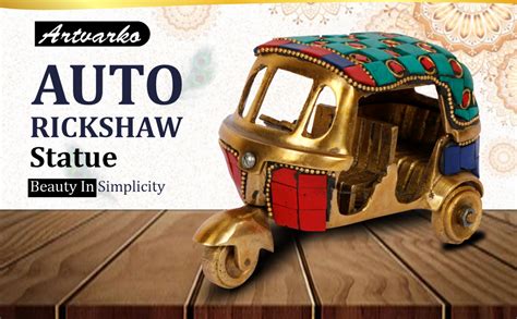 ARTVARKO Brass Auto Rickshaw Multicolor Gemstone Handwork Statue Home ...