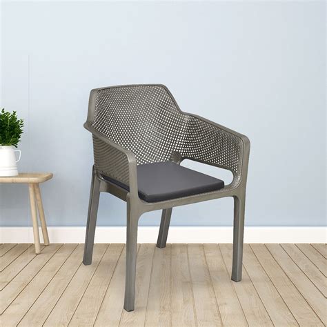 Nilkamal Captain Plastic Arm Chair With Leatherette Cushion (Metallic