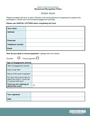 Fillable Online barnet gov Claim form - Barnet - barnet gov Fax Email ...