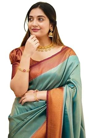 Shopaz Kanjivaram Kanchipuram Soft Silk Saree Beautiful Copper Zari ...