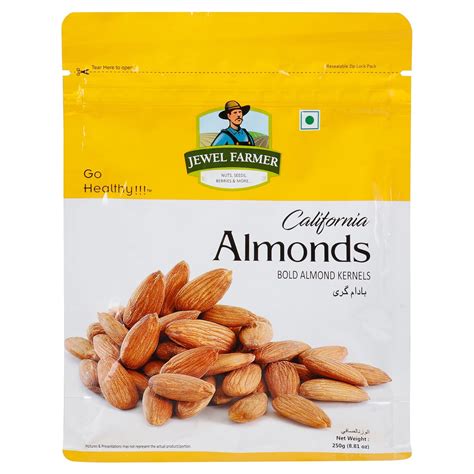 JEWEL FARMER California Almonds Kernels Natural Badam Giri Protein ...
