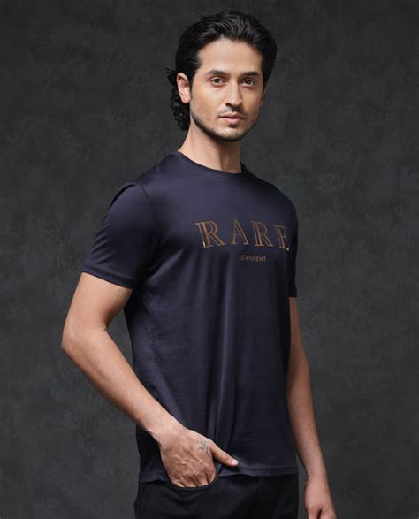 Rare Rabbit Men's Echon Navy Cotton Graphic Print Regular Fit Half Sle