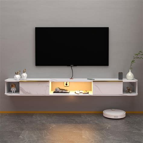 Amazon.com: Bixiaomei Floating TV Stand with LED Lights, 71'' Wall ...