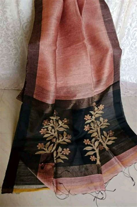 Pure Handloom Linen Silk Jamdani Buti Saree ( Length- 6.3 meter ) – fab ...