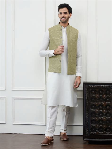 Shine Bright: Pure Cotton Straight Kurta & Pyjama Set with Sequin ...