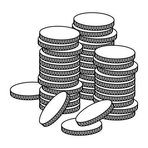 stacked golden coins icon cartoon in black and white 1971108 Vector Art ...