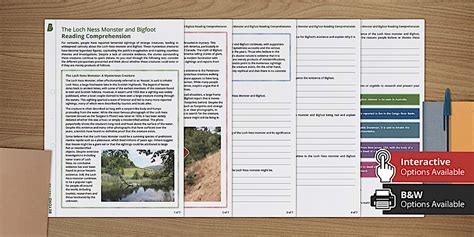 The Loch Ness Monster and Bigfoot Reading Comprehension