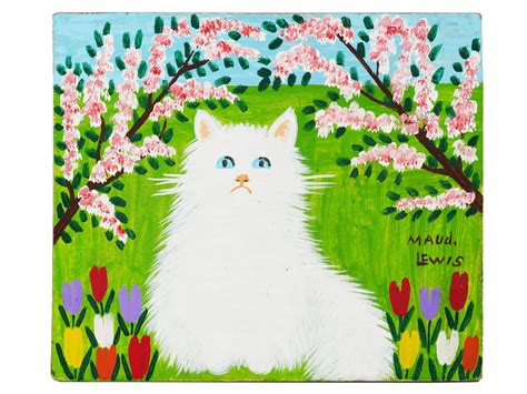 At Auction: Maude Lewis, CANADIAN FOLK ART CAT OIL PAINTING BY MAUD LEWIS