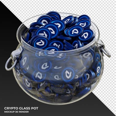 Digibyte dgb crypto coin clear glass pot | Premium PSD