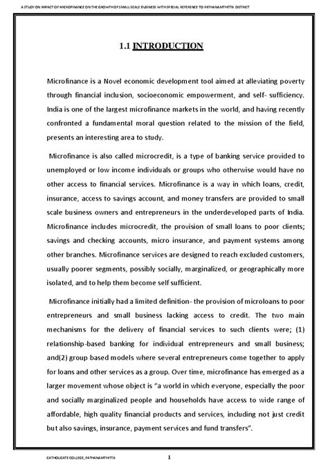 Gouthami- Microfinance - 1 INTRODUCTION Microfinance is a Novel ...