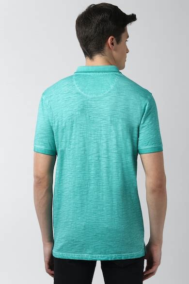 Buy Men Blue Solid Polo Neck Collar T-shirt Online - 574371 | Peter England