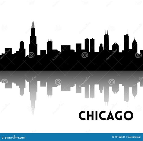 Chicago skyline silhouette stock vector. Illustration of michigan ...
