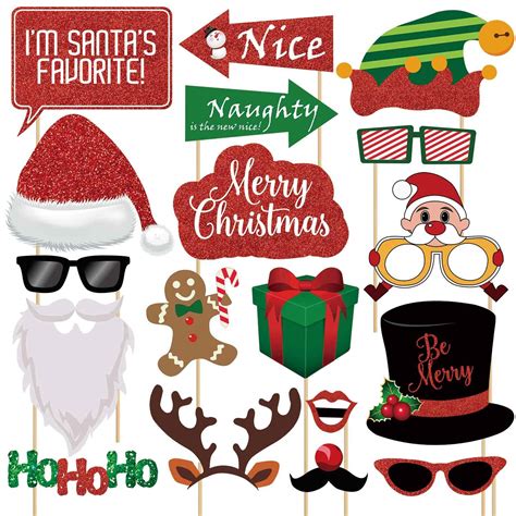 Buy Glitter Christmas Photo Booth Props Kit - 25 Count Large ...