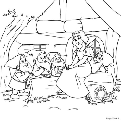 Snow White And Seven Dwarfs Coloring Pages