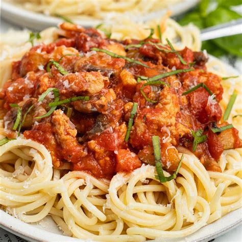 Veggie-Loaded Ground Chicken Spaghetti - Sprinkled With Balance