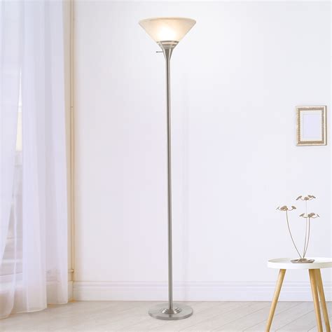 Torchiere Brushed Silver Metal Floor Lamp 75 Inch LED Bulb Frosted ...