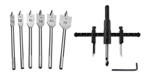 Digital Craft 6Pcs Flat Wood Drill Bit Set with Hex Shank | Adjustable ...